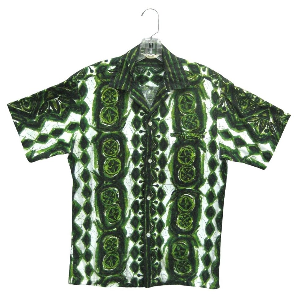 Tropicana Bark Cloth Shirt Mens Medium Loop Collar Vintage 1950s Size M